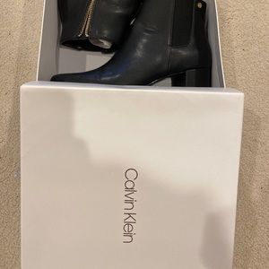 Calvin Klein black leather booties